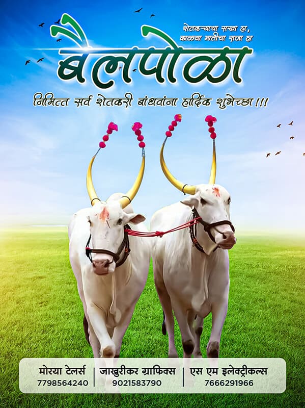  Bailpola festival | Bail pola wishes in marathi | Bail pola banner 